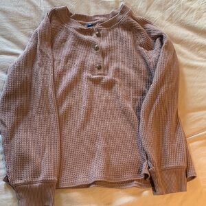 Old Navy Waffle Knit Henley Sweatshirt in Brown